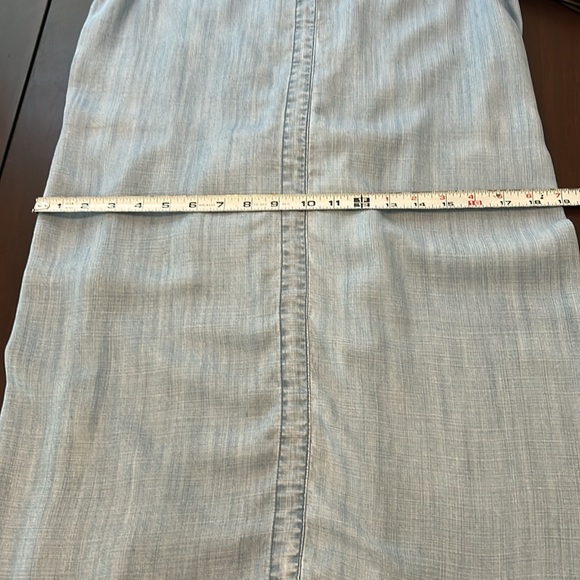 Pure Navy Chambray Sleeveless Shift Tunic Summer Dress with Frayed Hem Size L - Picture 9 of 12